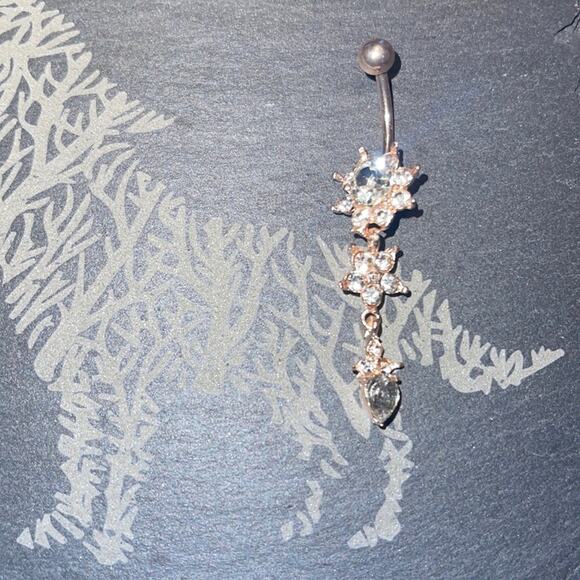 Stainless Steel Starburst Star Belly Ring Rose Gold - Picture 3 of 3